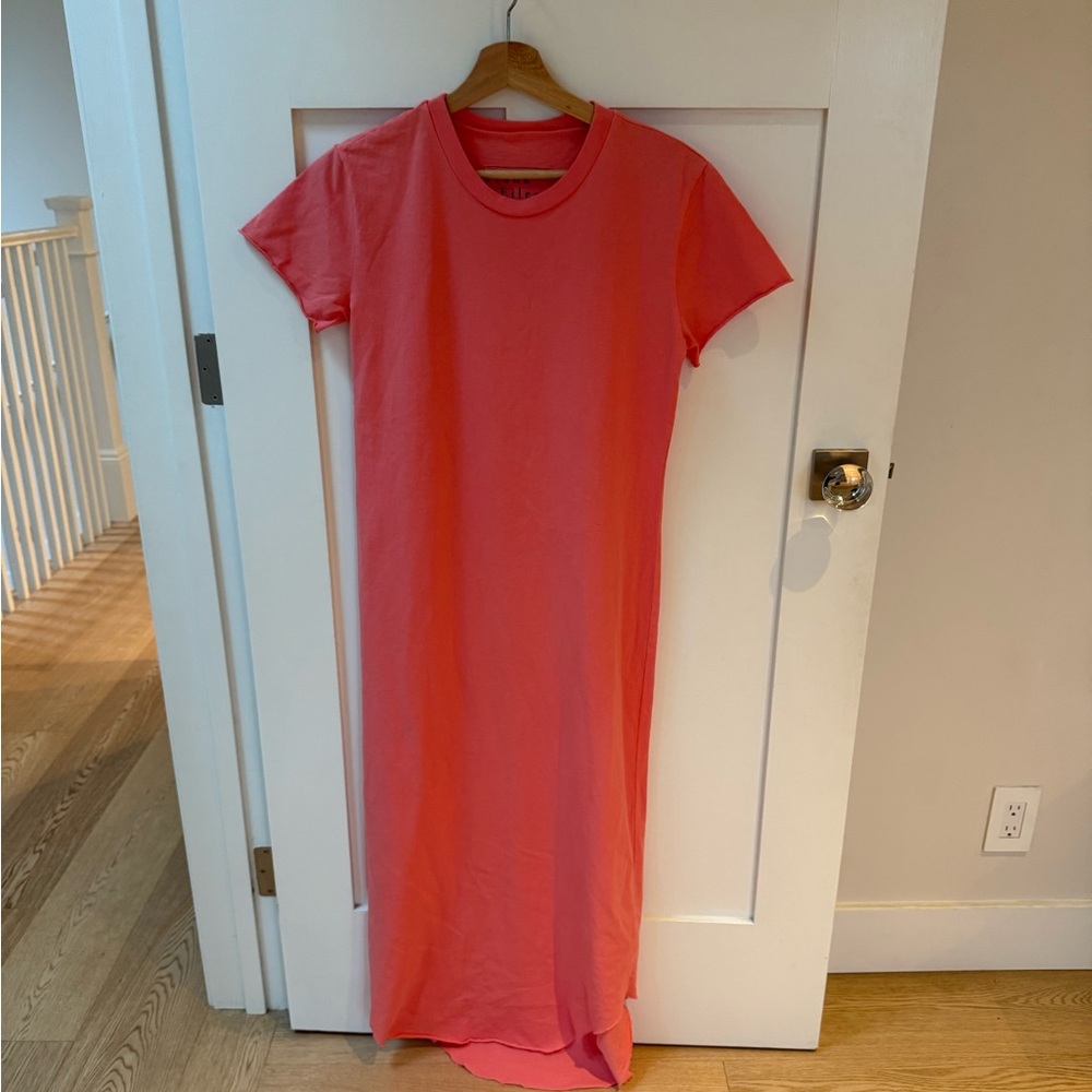 Frank & Eileen Harper Perfect Tee Curved Hem Cotton Maxi Dress coral small NWOT